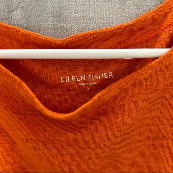 NWOT Eileen Fisher Organic Linen Ballet Neck Top Asymmetrical Hem Flamingo Small - Picture 3 of 7